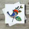 Male Preening Bird Greeting Card – Printed from Original Textile Artwork