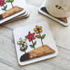 New Life Flower Coaster – Floral Textile Artwork, Heat Resistant Melamine