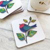 Morning Song Bird Coaster – Colourful Bird Artwork, Heat Resistant Melamine