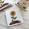 Sunflower Coaster – Textile Artwork, Heat Resistant Melamine