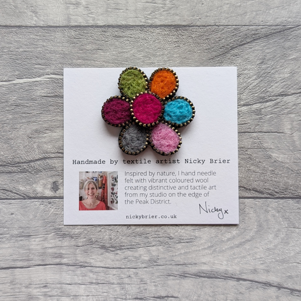 rainbow flower brooch