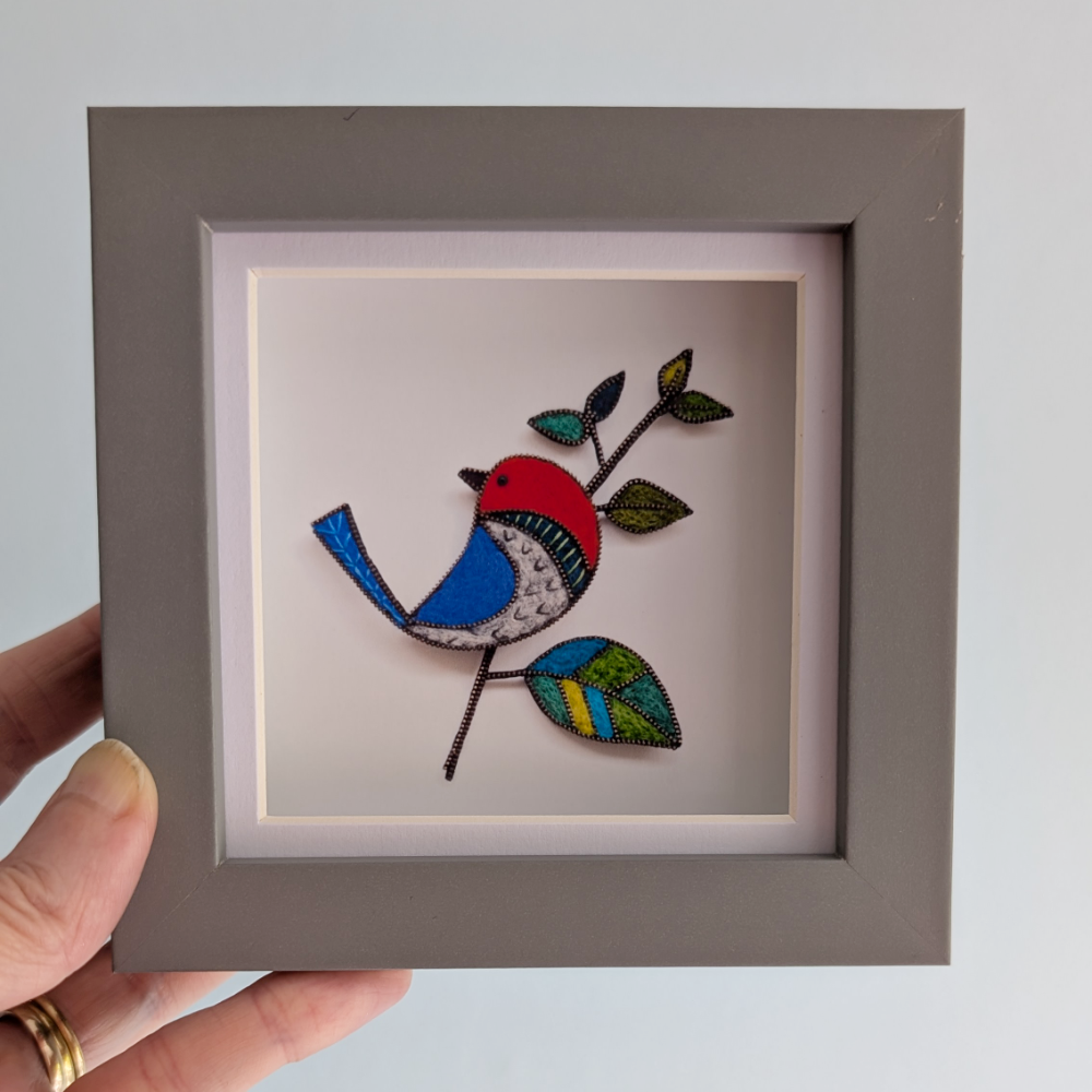 Preening Bird grey frame