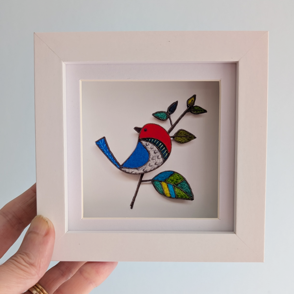 Preening Bird white frame